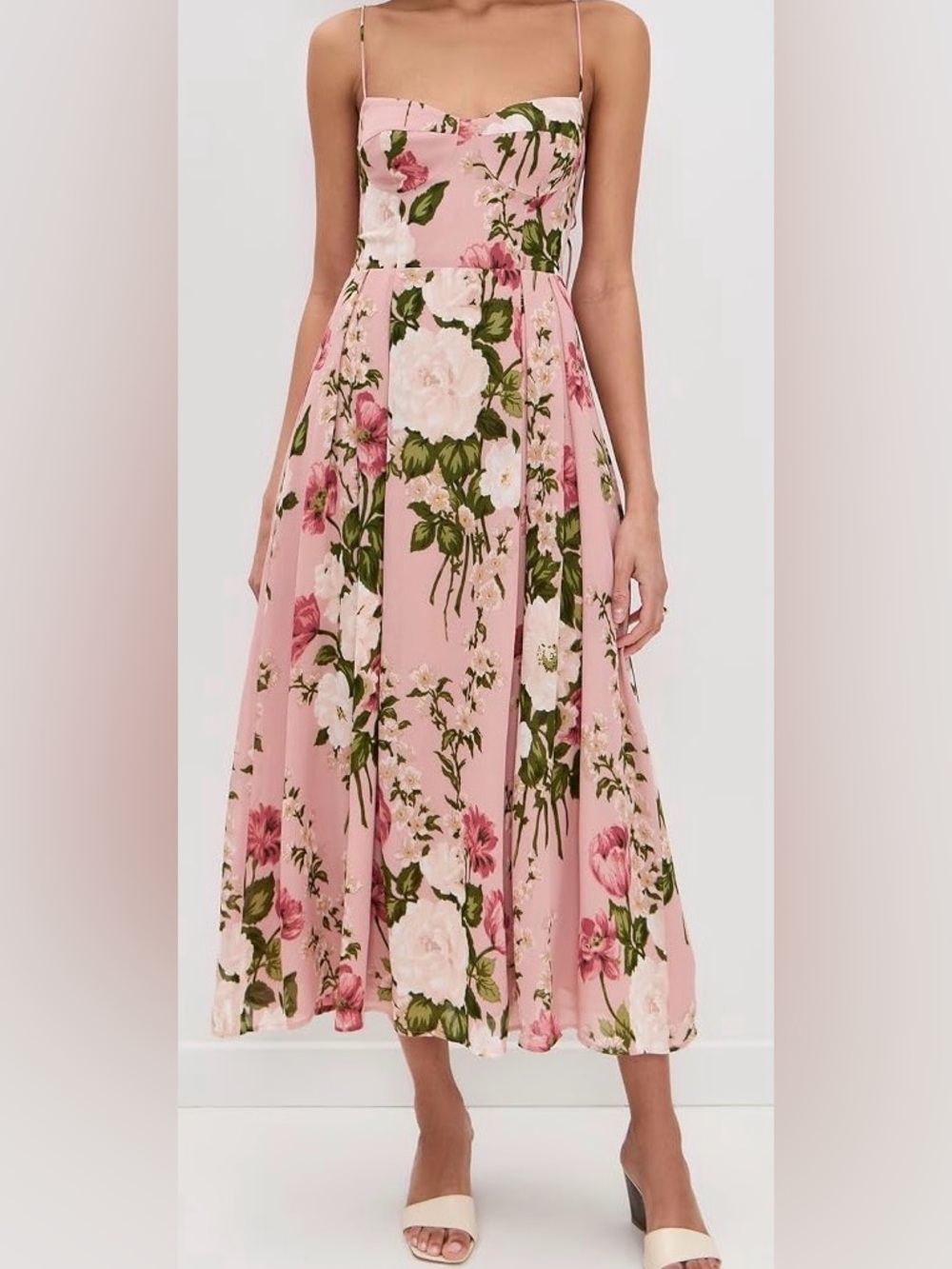 Reformation Pink Floral Midi Slip Dress